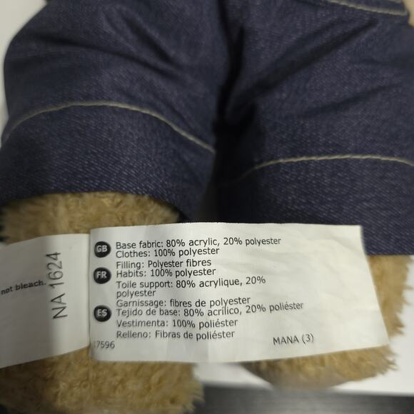 IKEA BRUMMA Teddy Bear Jointed Cuddle Brown Plush in Blue Denim Overalls - Picture 11 of 12